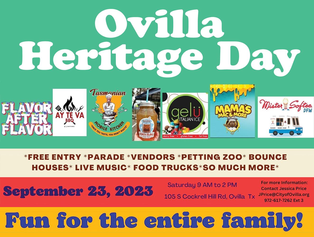 THIS WEEKEND Ovilla Heritage Day, September 23, 2023 Ellis County Press