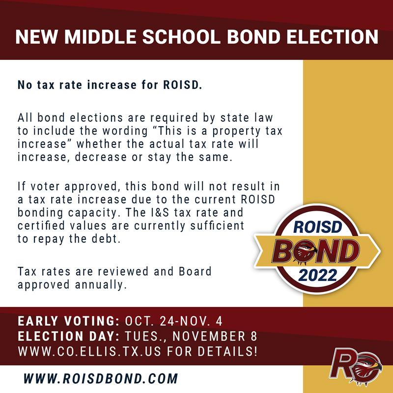 RED OAK ISD BOND ELECTION SEEKS ONE PROP APPROVAL Ellis County Press