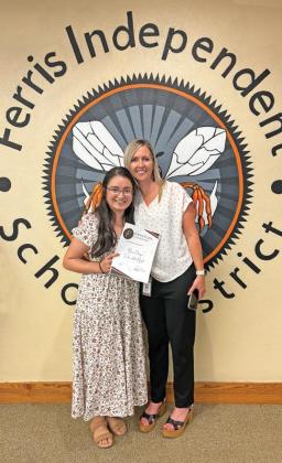 Ingram Teacher of the Month Mariela Ortega with Ingram Principal  Mandy Allen.